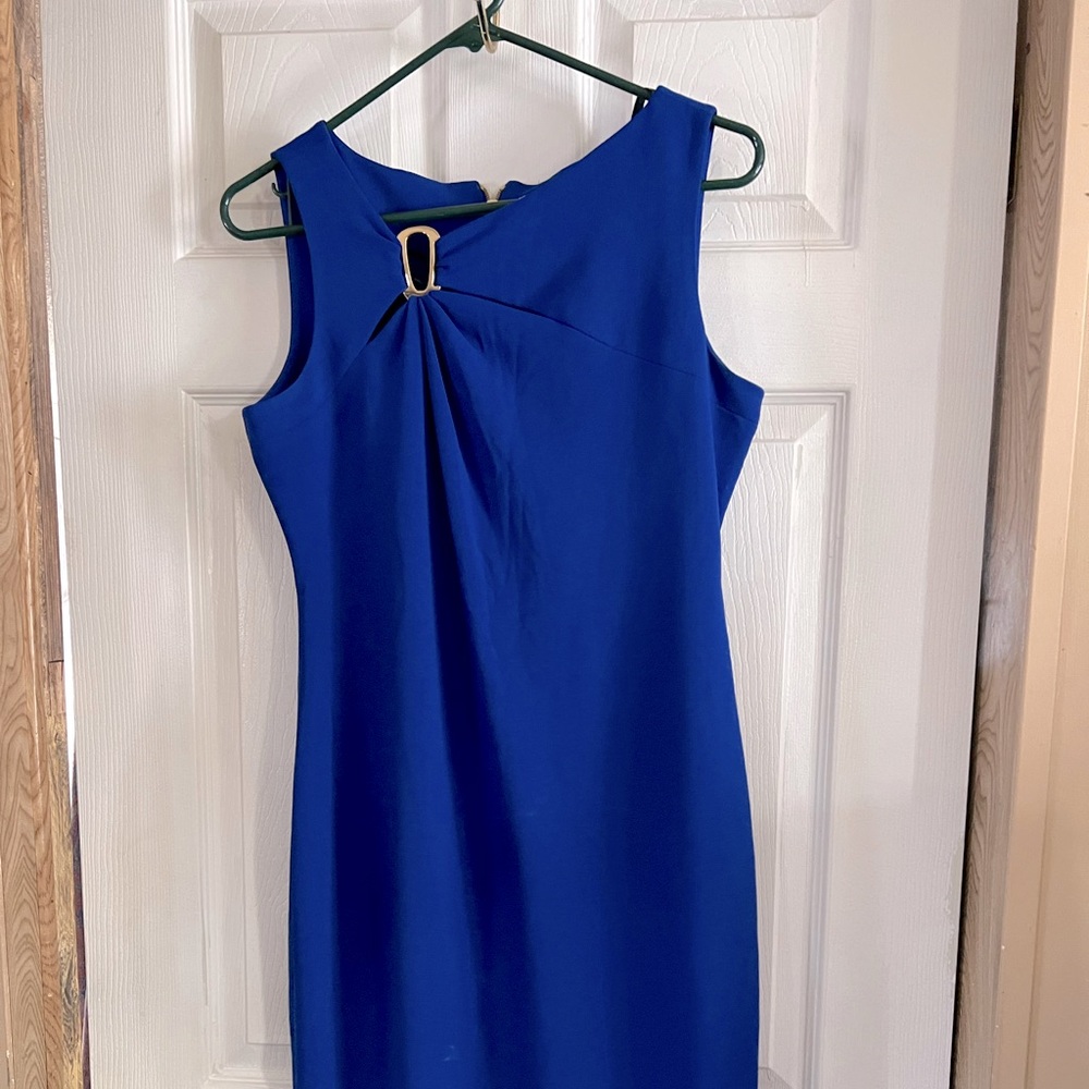 Calvin Klein sheet dress.  Size 8 Royal blue large metal zipper in the back